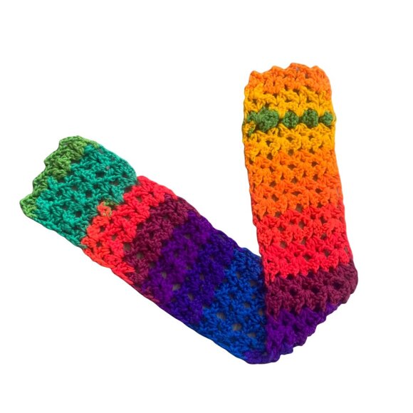 Vintage Rainbow Hand Knit Children's Scarf - Picture 2 of 3